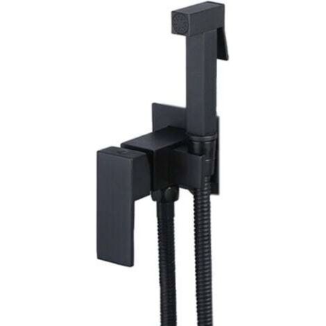 BARKBUSTERSSet de douchette de salle de bain, set d'hygiène de salle de bain complet avec douchette, support et robinet à trois voies, noir (1/4)