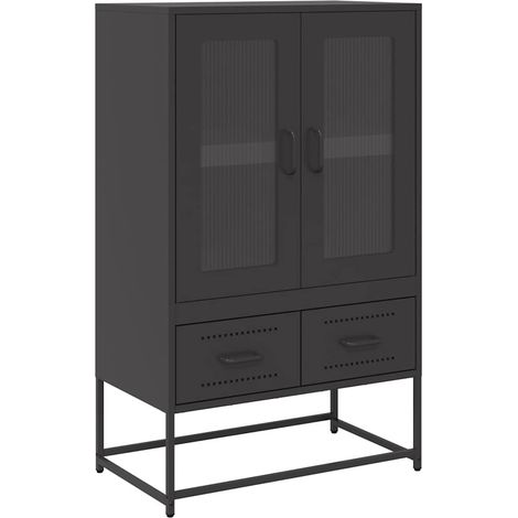 Buffet,Bahut,Meuble de Rangement haut noir 68x39x111,5 cm acier CFW76399 (1/5)