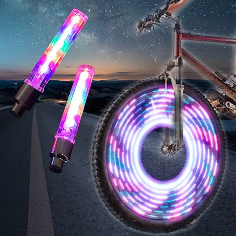 2er-Pack LED-Fahrradradlichter mit 7 Blinkmodi – für Ventil, Felge, Reifen und Speichen (1/3)