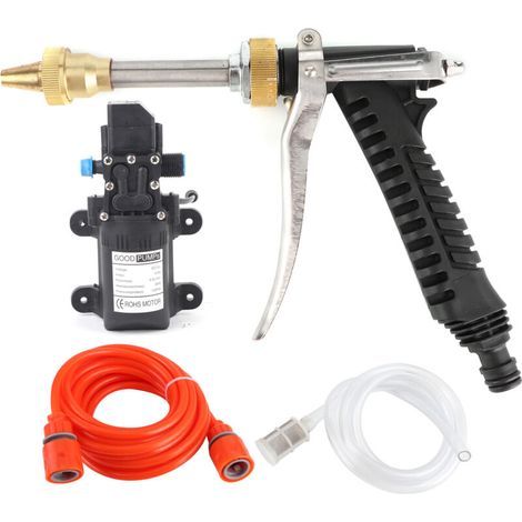 12 V portable 130psi Haut-pression Luise de poutre Ă eau Kit de tuyau de pompe Ă eau 80W Car Wash Cleaner-Crezuo (1/4)