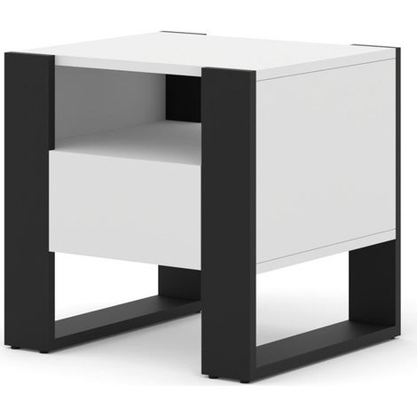 Table de chevet MONDI 48x43,2x47,5 cm avec tiroir couleur blanc mat (1/4)