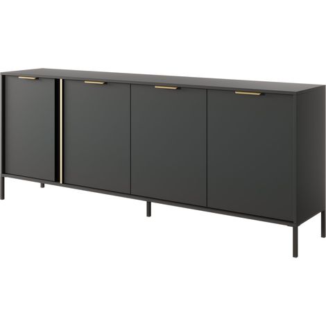 Cassettiera Larga Antracite, 203 x 39,5 x 81,4 cm - 4 Ante, Gambe Metalliche, Spaziosa (1/5)