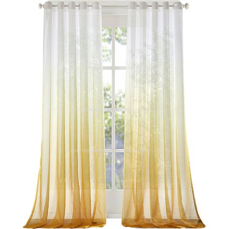 Rideau Dégradé Translucide - Tissu Mélange Lin et Rayon - Panneau Unique pour Décoration de Fenêtre (1/5)