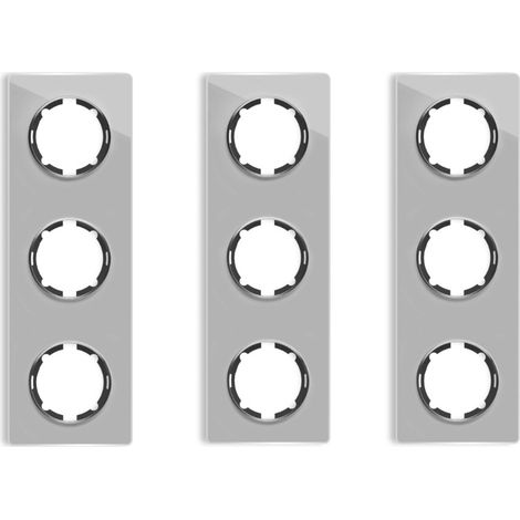 Plaque de finition Garda, en verre, vertical, 3 postes (lot de 3) - gris