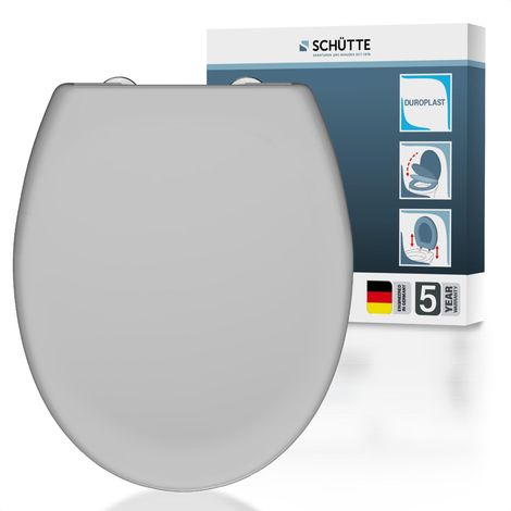 SCHÜTTE Sedile WC con abbassamento automatico, coperchio rimovibile in termoindurente infrangibile, montaggio fai da te con cuscinetti adesivi e stencil, coperchio WC e occhiali, portata fino a 200 kg (1/5)