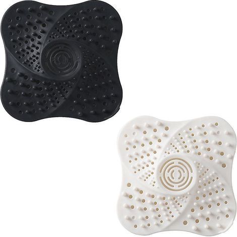 2 Pices Noir&blanc Attrape Cheveux Douchefiltre A Cheveux Pour Douche Avec Ventouse Tamis Evier Bouchon Baignoire Anti Cheveux Filtre Bonde Douche (1/5)