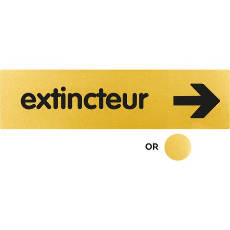Plaque de porte Extincteur flèche droite - Classique or 170x45mm - 4490618
