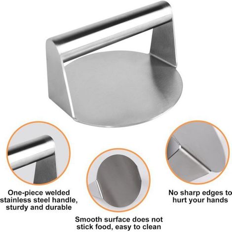 Presse hamburger - 1 pièce, 5,5pouces inoxydable 304 alimentaire grillade/hamburger/steak/barbecue - Type presse Étiquette (1/4)