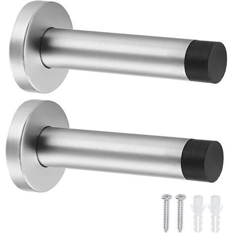 2 Pack Wall Mounted Door Stops Heavy Duty Stainless Steel Door Stops with Rubber Buffer Door Stops with Screws and Dowels for Interior, Protect Walls (1/4)