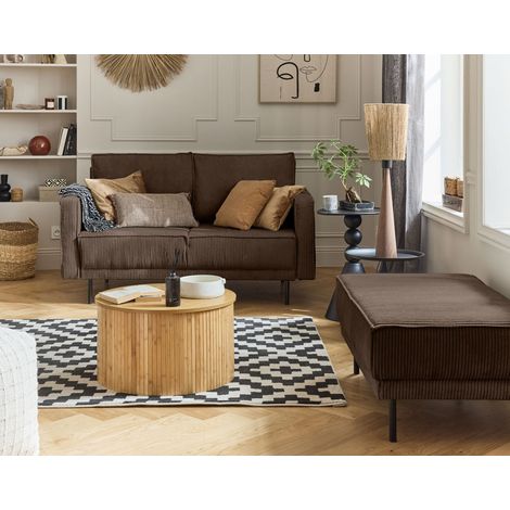 Copy of charlie – wohnlandschaft u-form – 7-sitzer – mit schlaffunktion und bettkasten – aus cord - braun