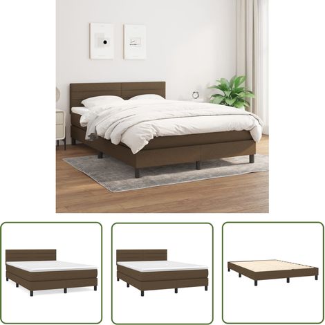 The Living Store Boxspringbett mit Matratze Dunkelbraun 140x200 cm Stoff - Boxspringbett - Doppelbett - Bettenrahmen - Matratze - Schlafsystem (1/5)