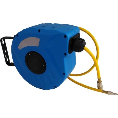 Avvolgitubo Aria Compressa Portatile Avvolgi Tubo Prolunga 12 Metri Con Staffa Fissaggio Parete Attacchi Compressore Innesti Rapidi 1/4 Pollici 12 Bar 300 Psi