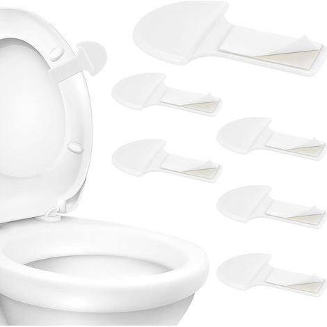 Lot de 6 languettes de levage de siège de toilette, poignée de levage de siège de toilette, clip pour la maison, le bureau, les accessoires de salle de bain, accessoires de salle de bain (1/5)