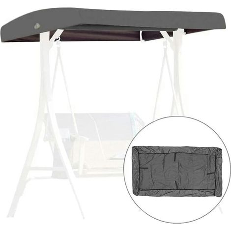 Toile de remplacement pour siège balancelle, housse de remplacement pour trois places, pare-soleil imperméable, adapté aux vérandas et terrasses de jardin - Gris (1/4)