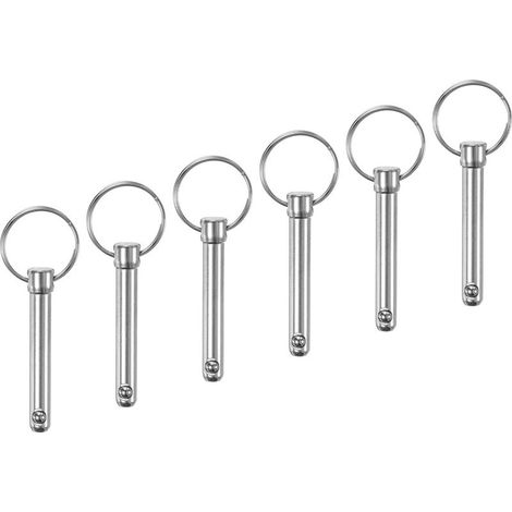 6pcs Goupilles à Dégagement Rapide Goupille de Verrouillage 8mm Avec Extrémité à Boule à Ressort Accessoires de Verrouillage, Matériel Marin, Diamètre 8 Mm, Longueur Totale 70 mm (1/4)