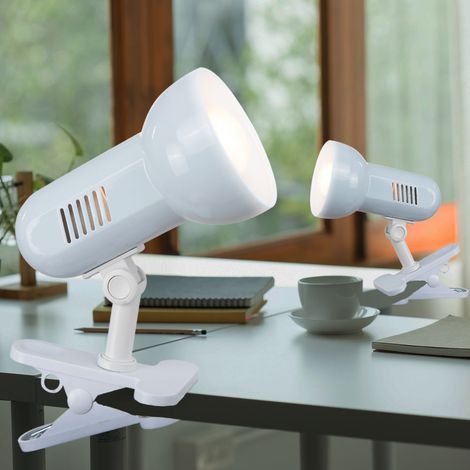 Lampe de table lampe de table lampe à pince lampe de lecture lampe de bureau, spot mobile, métal blanc, 1x douille E27, LxH 15,5x21cm, lot de 2