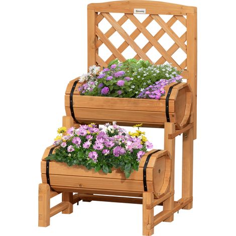 Potager surélevé rustique avec treillis en bois massif traité intempéries, jardinière