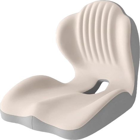 Lumbar Support Cushion and Ergonomic Seat, 2-in-1 Memory Foam Cushion with Hollow Coccyx Design for Office Chair, Car Seat, Home Use (Khaki) (1/5)