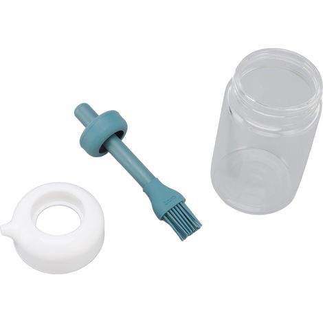 Distributeur d'huile 2 en 1 Press Control, bouteille en verre avec pinceau en silicone, 230 ml, vert foncé (1/5)