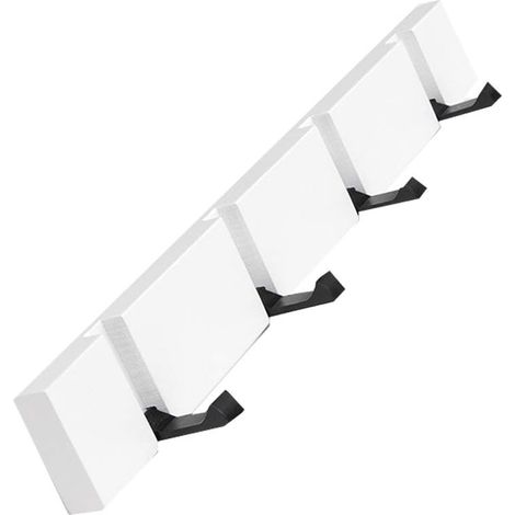 Wall Mounted Coat Rack Wooden Wall Mounted Coat Rack with Foldable Hook for Hanging Scarves Handbags Umbrellas Towels Clothes (4 Hooks, White)