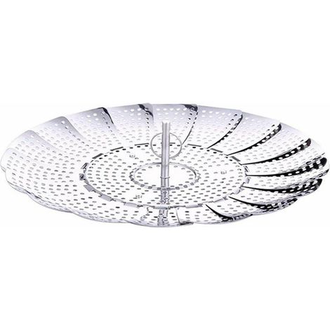 Adjustable Stainless Steel Steamer Insert, Vegetable Steamer, Foldable Steamer with Heat-Resistant Sliding Handle and Non-Slip Feet (1/5)