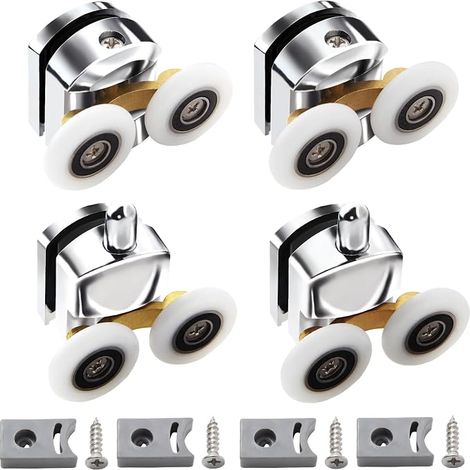 Set di 4 rulli per porte doccia, porte scorrevoli, box doccia in vetro, 23 mm (1/5)