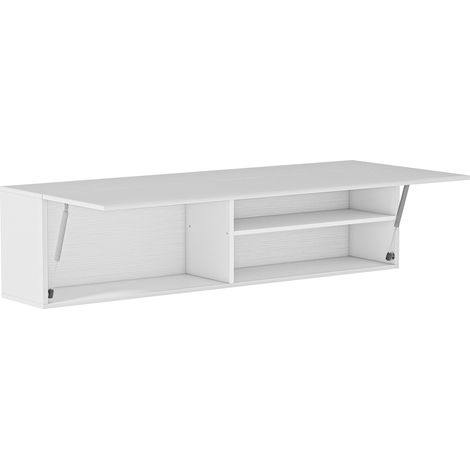 Mobile Bagno a Parete 120x23x30 cm con Anta Ammortizzata 2 Scomparti e Mensola Regolabile in MDF Bianco (1/5)
