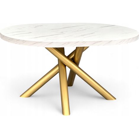 Ovaler Esstisch Marmor 100x140 cm, Gold Metall Design-Beine (1/5)
