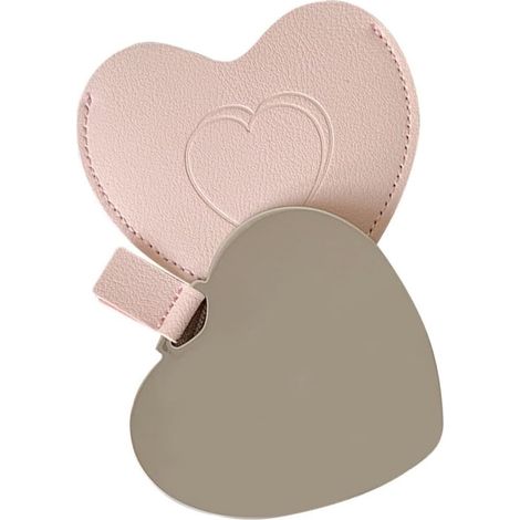 Miroir de maquillage compact en forme de cœur avec étui de protection. Mini miroir de poche pour les voyages et les retouches. Pour femmes (1/5)