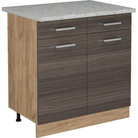 Mobiletto base per cucina R-Line, Grigio nobile, 80 cm PL Marmo, Vicco