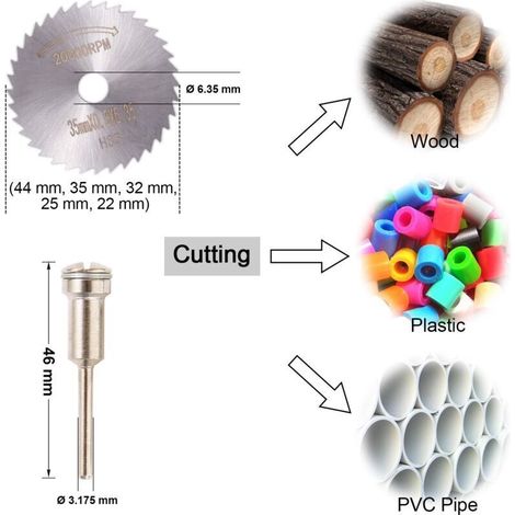 Mini Diamond Cutting Disc & Mini HSS Circular Saw Blade & Mini Resin Cutting Disc (3mm Mandrels) for Wood, Stone, Metal - Pack of 30 (1/3)