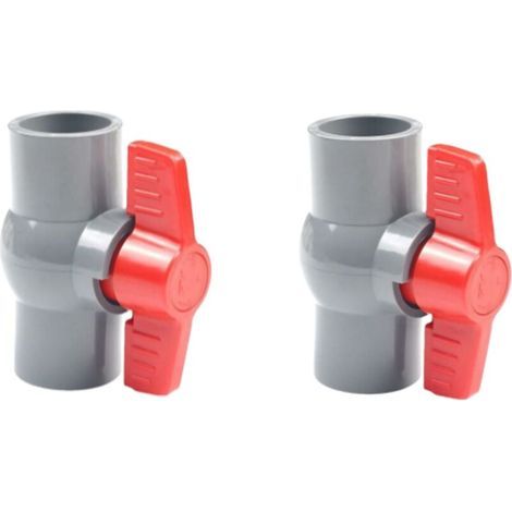 Two PVC ball valves, straight connectors for U-PVC plastic ball valves for flow control and shut-off (φ32 mm) - TRIMEC (1/5)