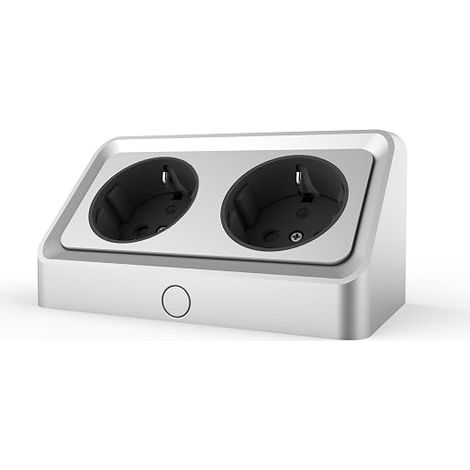 Multiprise coudée à prises Raccord direct VAC Gabarit de perçage Double prise pour montage de meubles et armoires de salle de bain gris argenté (1/5)