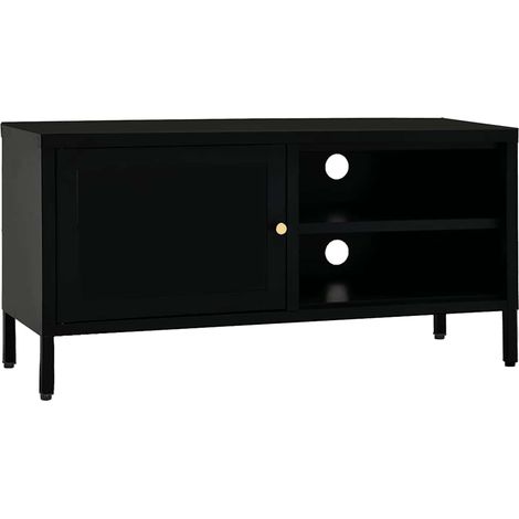 Maison Exclusive - TV-Schrank Schwarz 90x30x44 cm Stahl und Glas (1/5)
