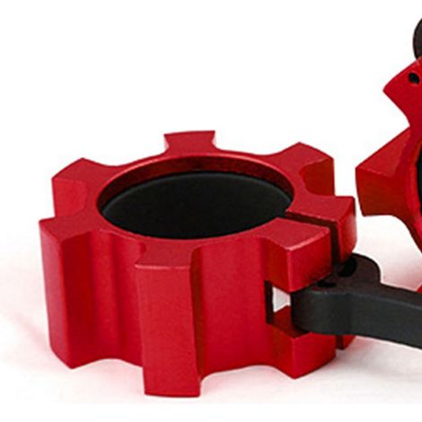 Lot de 2 colliers de serrage pour haltères de 50 mm, en alliage d'aluminium à dégagement rapide, pour musculation et fitness (rouge). (1/5)