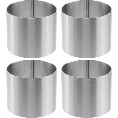 4 moules à biscuits ronds en acier inoxydable (6 x 6 x 5 cm) pour la pâtisserie. (1/5)