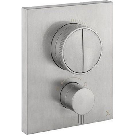 Robinet de douche Crosswater Crossbox - thermostatique - adapté pour 2 voies - poussoir - inox brossé (1/3)