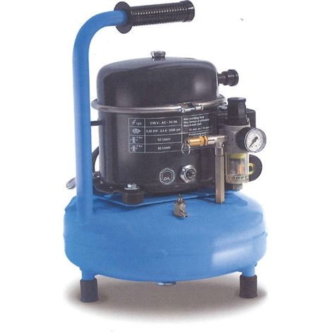 Abac – Compresseur d’air silencieux 9L 340W 50L/mn 43dB – Double sortie rapide – Gonflage, soufflage, agrafage – Pour espaces confinés (1/2)