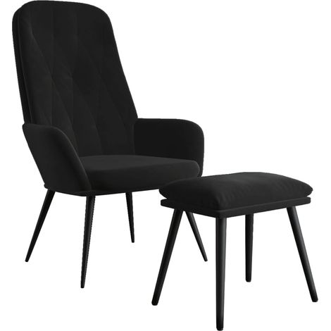 Chaise de relaxation avec repose-pied Noir Velours vidaXL (1/5)