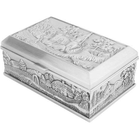 Coffret à bijoux vintage en forme de château, boîte à bijoux antique en alliage de zinc, coffre au trésor pour boucles d'oreilles, bagues et colliers 6105P (1/5)