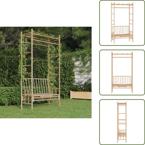Panca in bambù - vidaXL Panca da Giardino con Pergola 116 cm in Bambù -