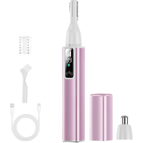 Rasoir Sourcils Femme, 2 en 1 Epilateur Visage Électrique Rechargeable, Tondeuse à Poils de Nez, Rasoir Femme Portable pour Corps, Sourcils, Visage, Joues, Lèvres, Menton (Rose) (1/5)