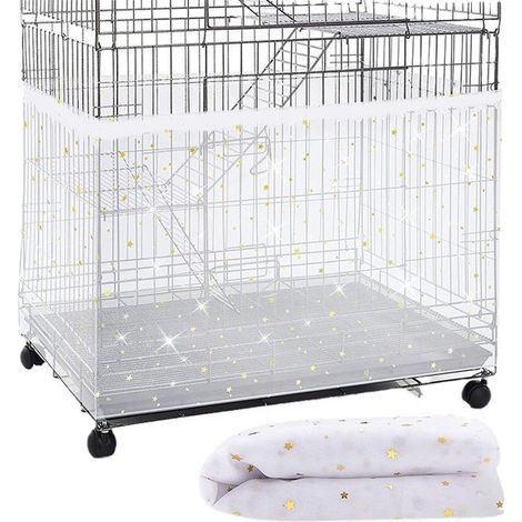 Red para jaula,Cubierta ajustable para jaulas de pájaros,fabricada con material transpirable,apta para jaulas cuadradas y redondas,White Star (1/5)