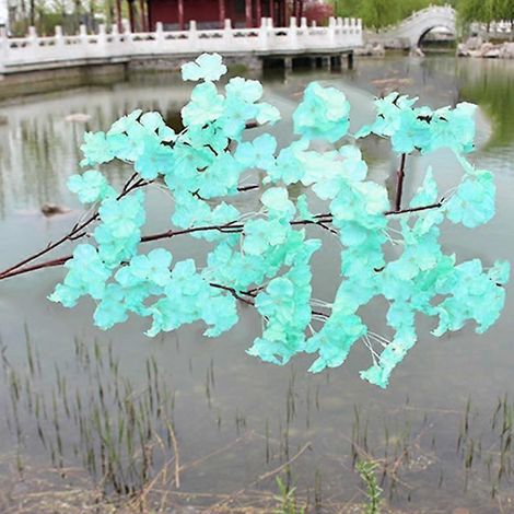 Cerisier artificiel rose Sakura, branche en soie, fleurs artificielles à faire soi-même, 120 cm, décoration murale florale pour mariage, maison et extérieurbleu (1/5)