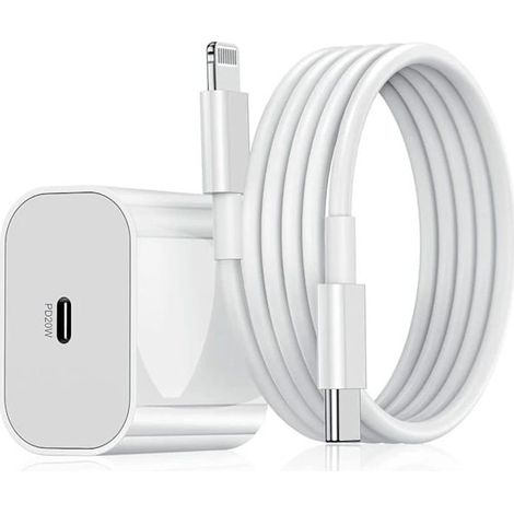 20-W-USB-C-auf-Lightning-Schnellladeadapter für iPhones mit 2-m-Kabel, Schnellladeanschluss für iPhones der NT-Serie, Weiß, 1 Stück (1/5)
