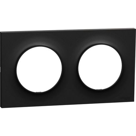 Schneider – Plaque de finition 2 postes – Odace Origine – Noir – Compatible mécanismes Odace – Pose facile pour installations neuves et rénovations
