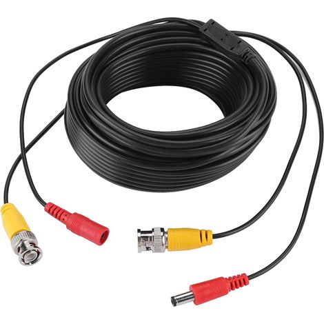 Câble coaxial vidéo d'extension BNC + 2,1 mm CC pour vidéosurveillance commerciale et résidentielle (20 m) (1/5)