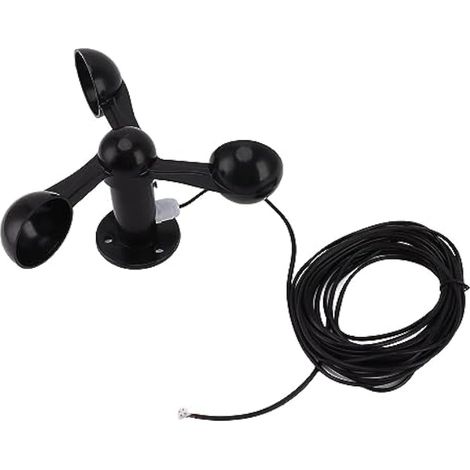 Capteur de vitesse du vent, 0-3,8V, 3 coupelles, détecteur de mesure du vent anti-interférence avec câble étanche 8m, anémomètre pour station météo (1/5)