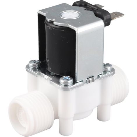 Vanne électrique à solénoïde d'arrivée d'eau en plastique G1/2 NC normalement fermée DC24V (1/5)
