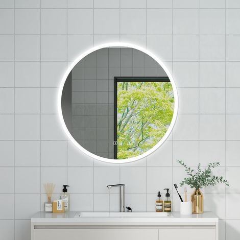 OCEAN Specchio da bagno con LED 70x70cm,Bluetooth,3 colori,Dimmerabile, Antiappannamento,Memoria,IP44, Vetro HD,Doppio interruttore,Orizzontale/Verticale (1/5)